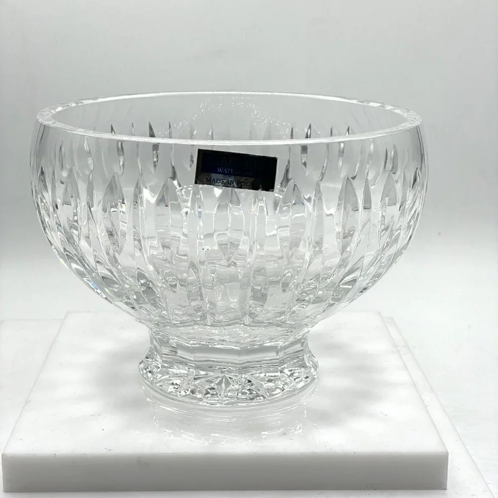Waterford Marquis Sheridan Diamond Cut Wedge Cut Clear Crystal Footed Bowl 6